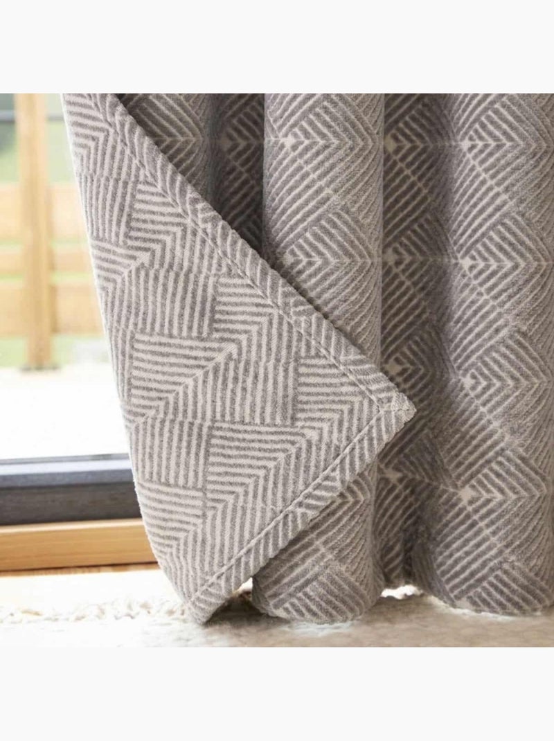 Rideau tissé jacquard chenille 140x250cm Gris - Kiabi