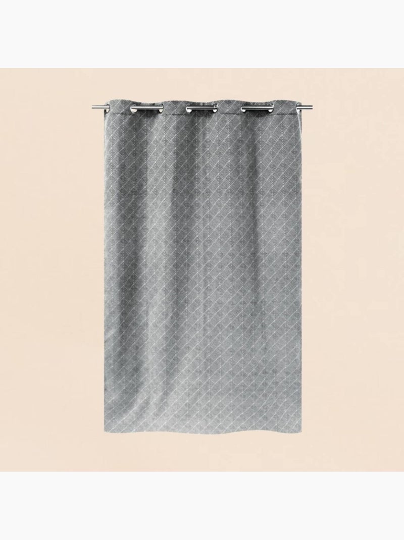 Rideau tissé jacquard chenille 140x250cm Gris - Kiabi