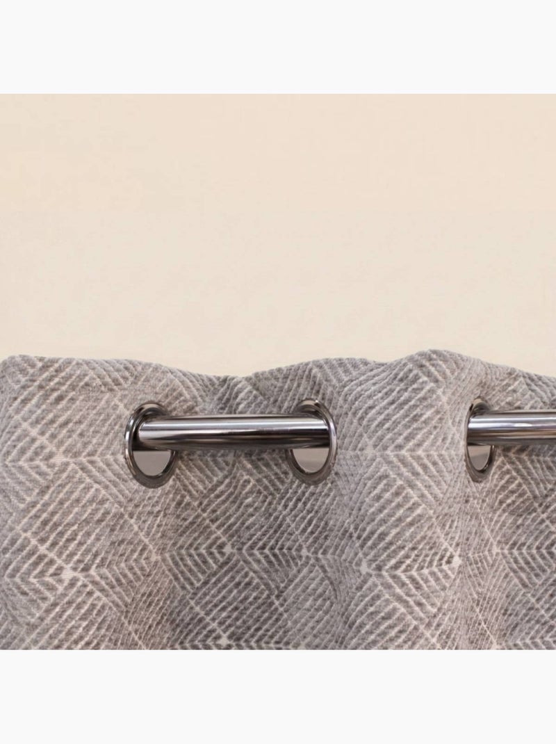 Rideau tissé jacquard chenille 140x250cm Gris - Kiabi