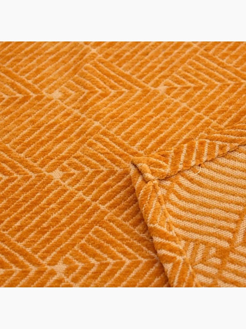 Rideau tissé jacquard chenille 140x250cm Jaune - Kiabi