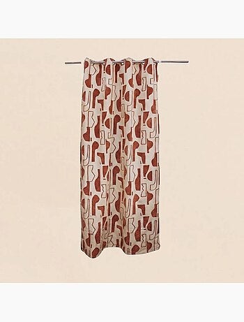 Rideau tissé jacquard motifs ethniques beige, terracotta 140x240cm