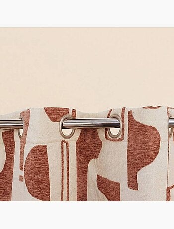 Rideau tissé jacquard motifs ethniques beige, terracotta 140x240cm