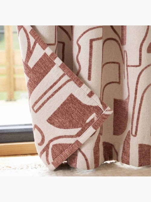 Rideau tissé jacquard motifs ethniques beige, terracotta 140x240cm - Kiabi