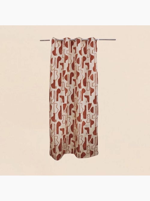 Rideau tissé jacquard motifs ethniques beige, terracotta 140x240cm - Kiabi