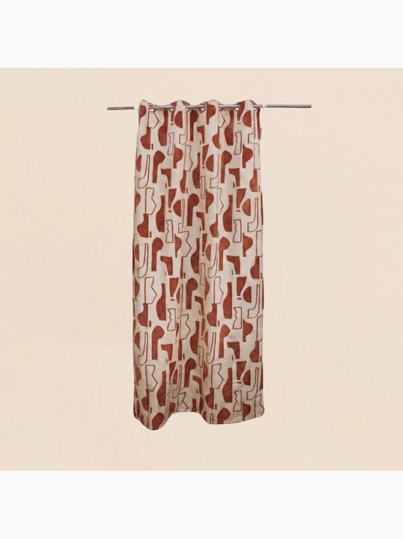Rideau tissé jacquard motifs ethniques beige, terracotta 140x240cm Beige - Kiabi