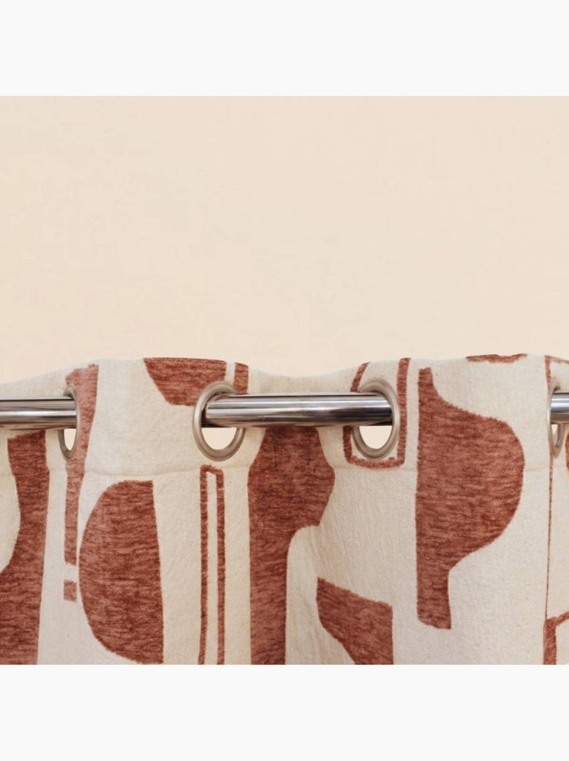 Rideau tissé jacquard motifs ethniques beige, terracotta 140x240cm Beige - Kiabi