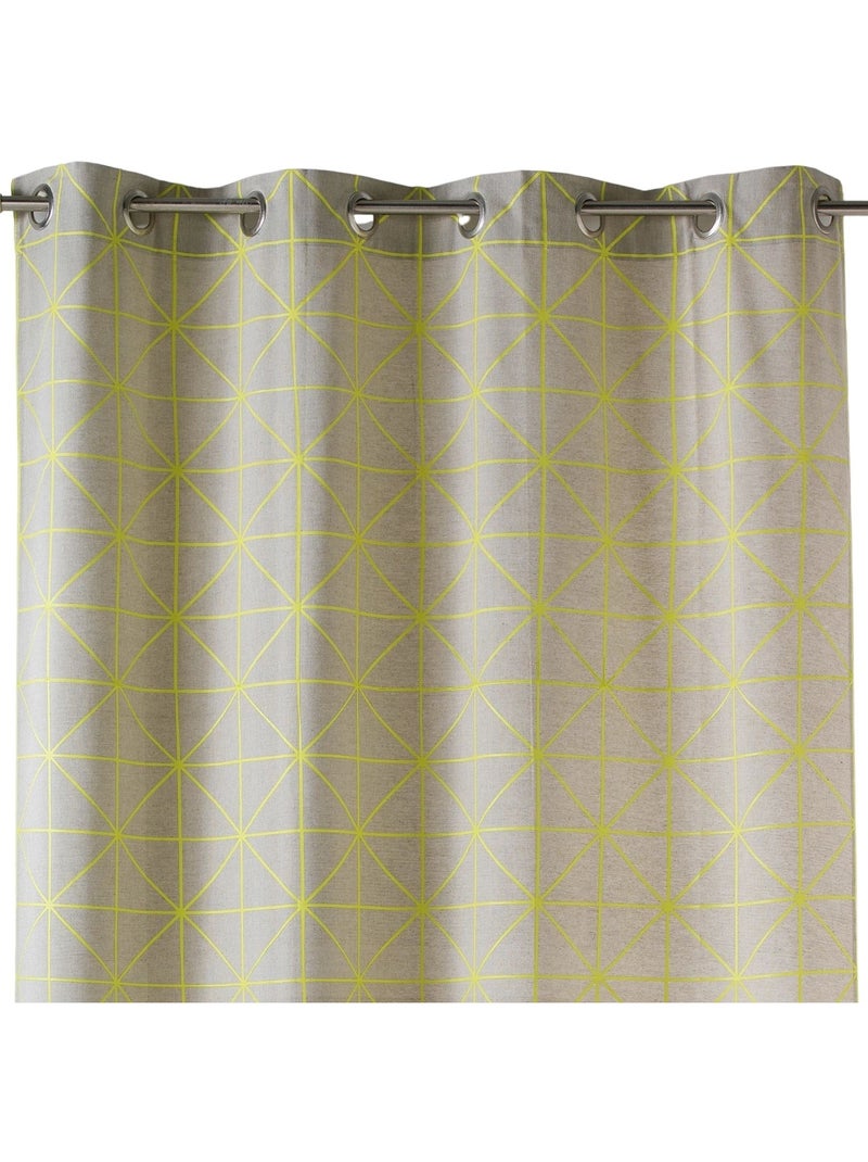 Rideau toile de coton à imprimés graphiques Jaune - Kiabi