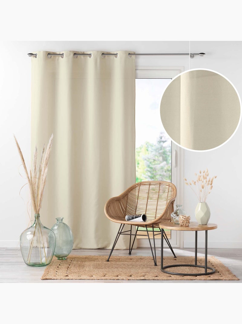 Rideau uni à oeillets - Microfibre douce - Absolu Beige naturel - Kiabi