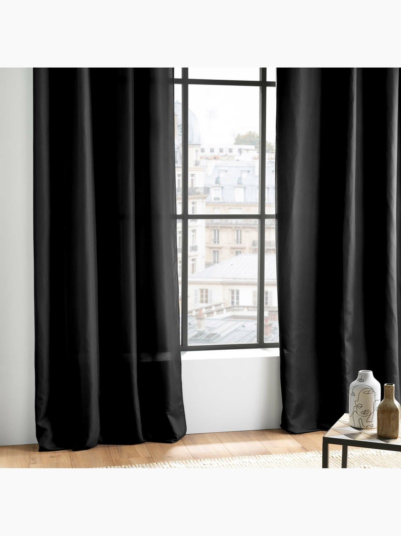 Rideau uni à oeillets - Microfibre douce - Absolu Noir - Kiabi