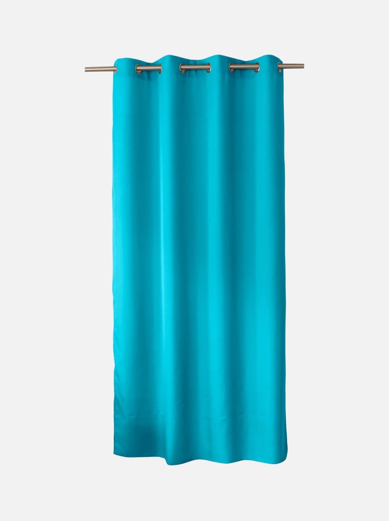 Rideau uni à oeillets Bleu turquoise - Kiabi