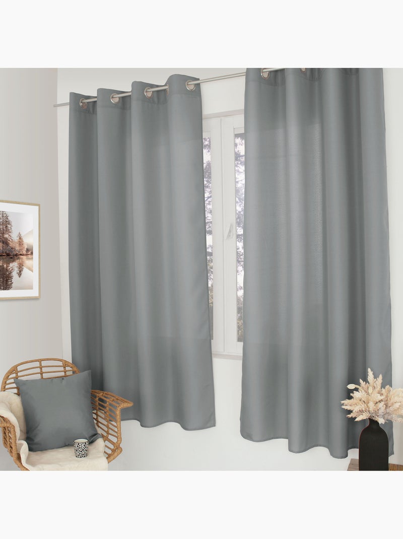 Rideau uni à oeillets Gris clair - Kiabi