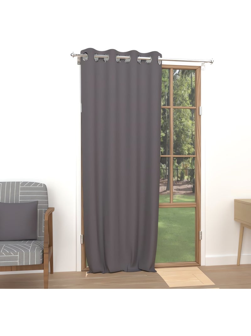 Rideau uni à oeillets infroissable ALIX, par Soleil d'ocre gris anthracite - Kiabi