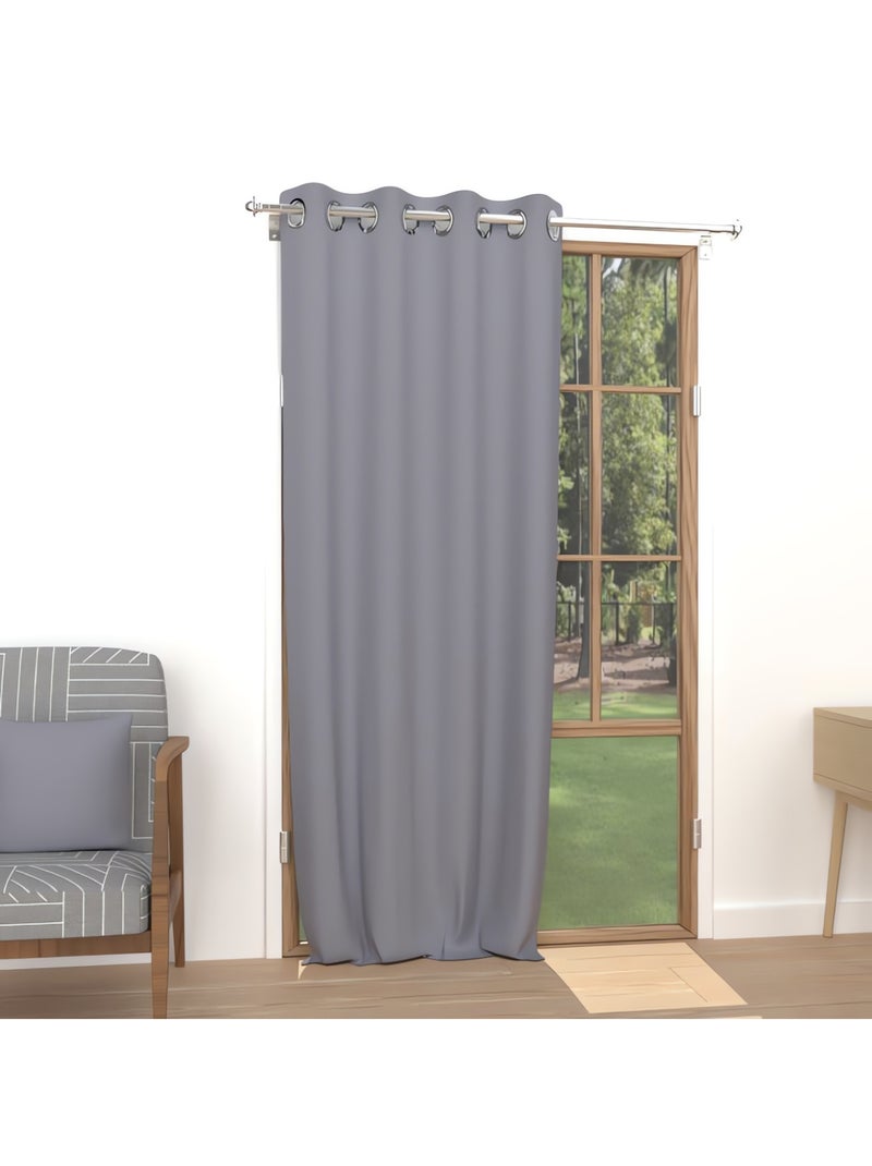 Rideau uni à oeillets infroissable ALIX, par Soleil d'ocre Gris - Kiabi