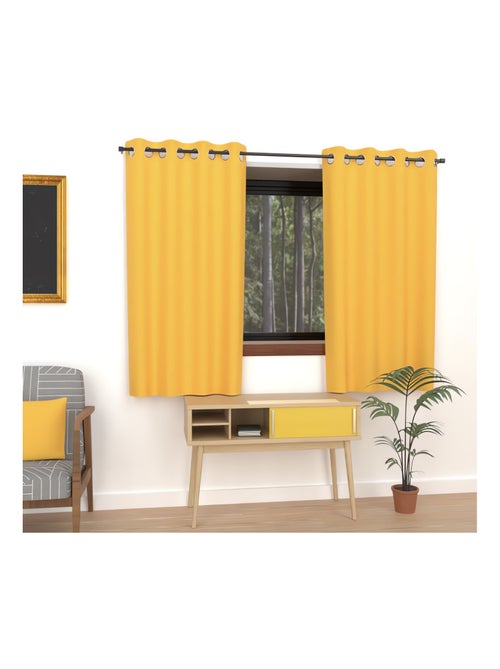 Rideau uni à oeillets infroissable ALIX, par Soleil d'ocre - Kiabi