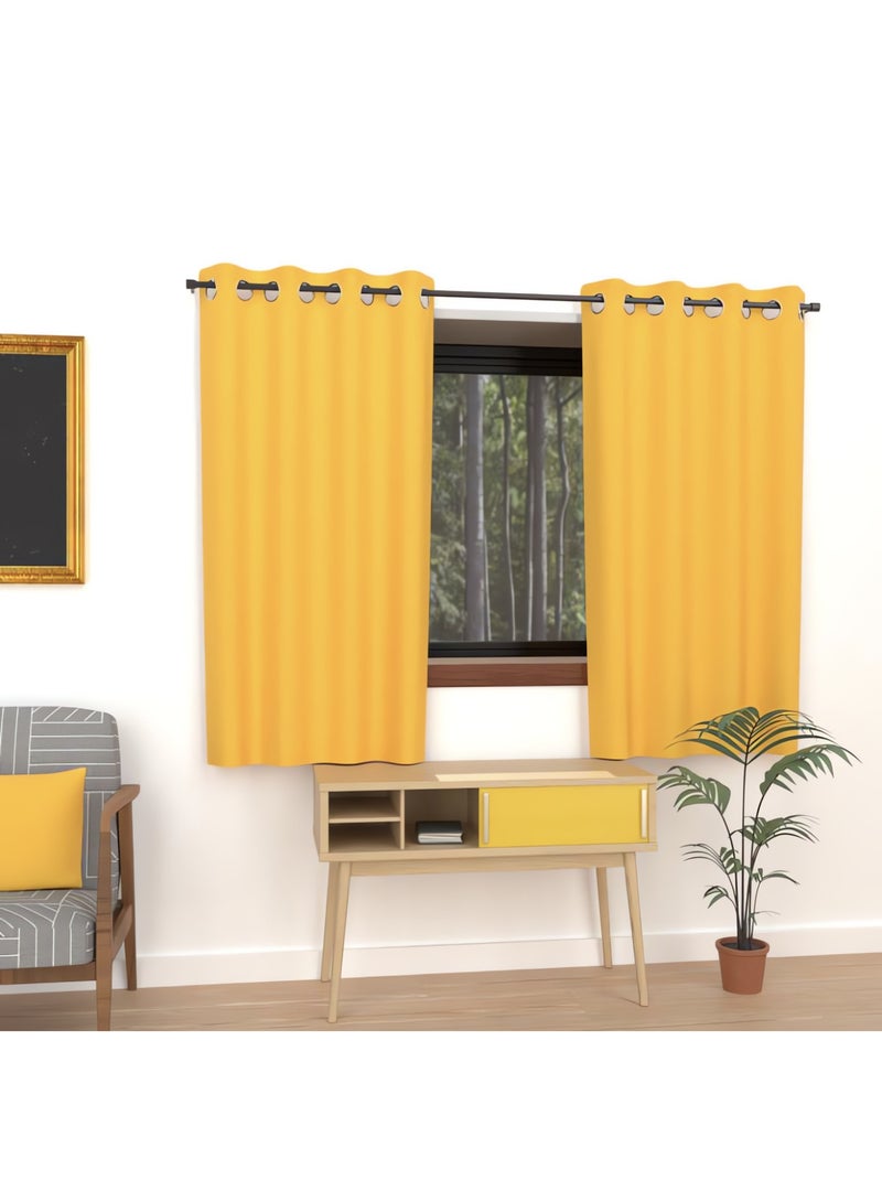 Rideau uni à oeillets infroissable ALIX, par Soleil d'ocre Jaune - Kiabi