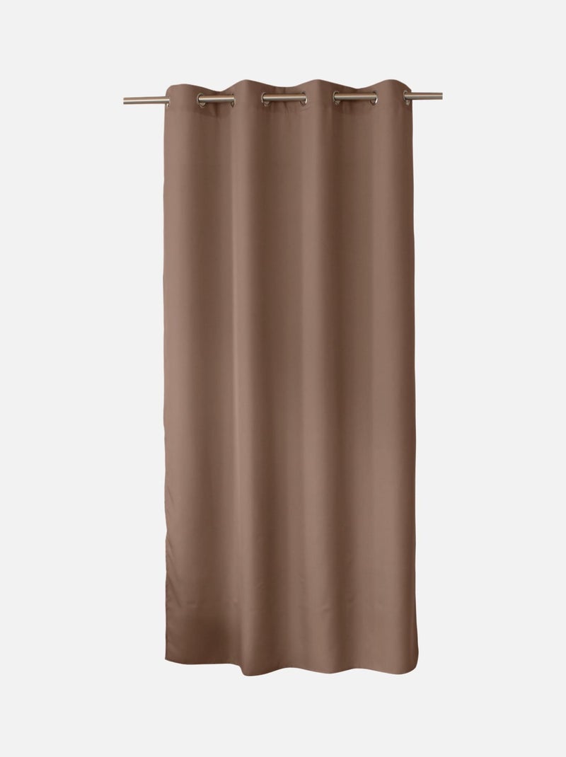 Rideau uni à oeillets Taupe - Kiabi