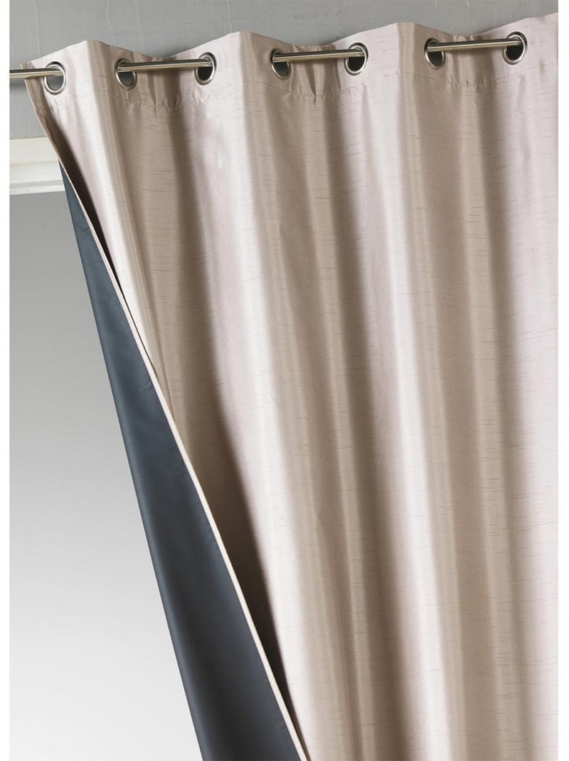 Rideau uni en shantung 100% occultant 3 couches Beige - Kiabi