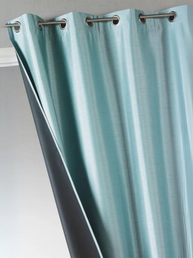 Rideau uni en shantung 100% occultant 3 couches Bleu azur - Kiabi