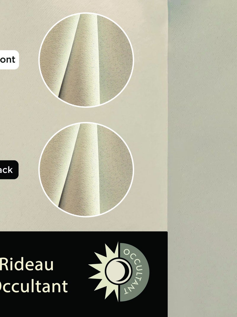 Rideau uni occultant, à œillet, prêt-à-poser. Beige - Kiabi