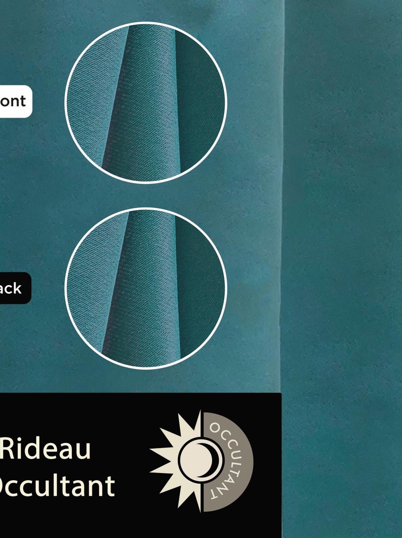 Rideau uni occultant, à œillet, prêt-à-poser. Bleu canard - Kiabi