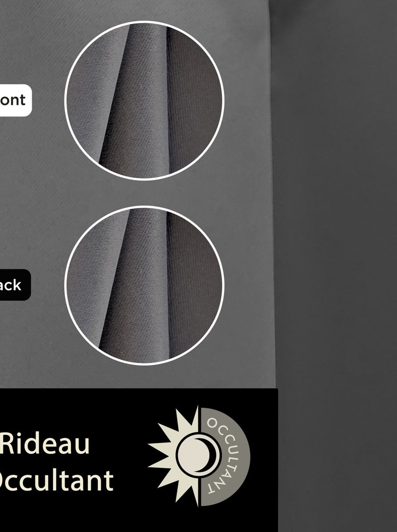 Rideau uni occultant, à œillet, prêt-à-poser. Gris Argenté - Kiabi