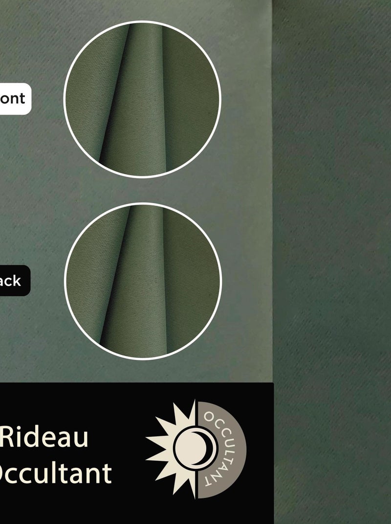 Rideau uni occultant, à œillet, prêt-à-poser. Kaki - Kiabi