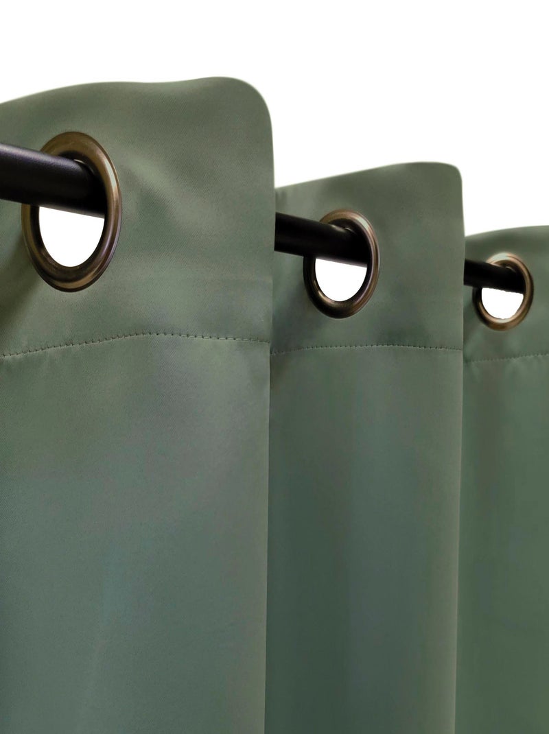 Rideau uni occultant, à œillet, prêt-à-poser. Kaki - Kiabi