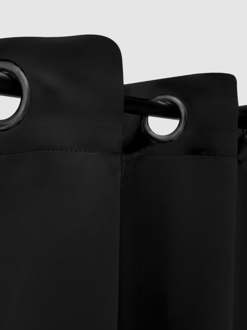 Rideau uni occultant, à œillet, prêt-à-poser. Noir - Kiabi