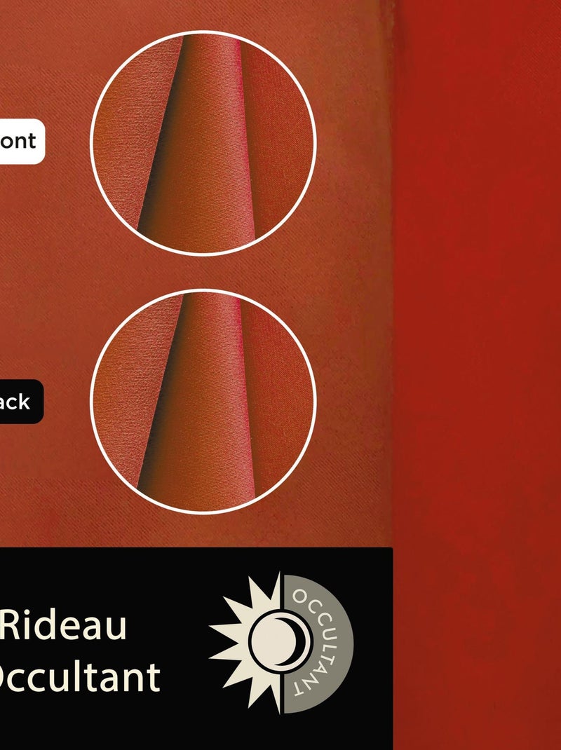 Rideau uni occultant, à œillet, prêt-à-poser. Rouge - Kiabi