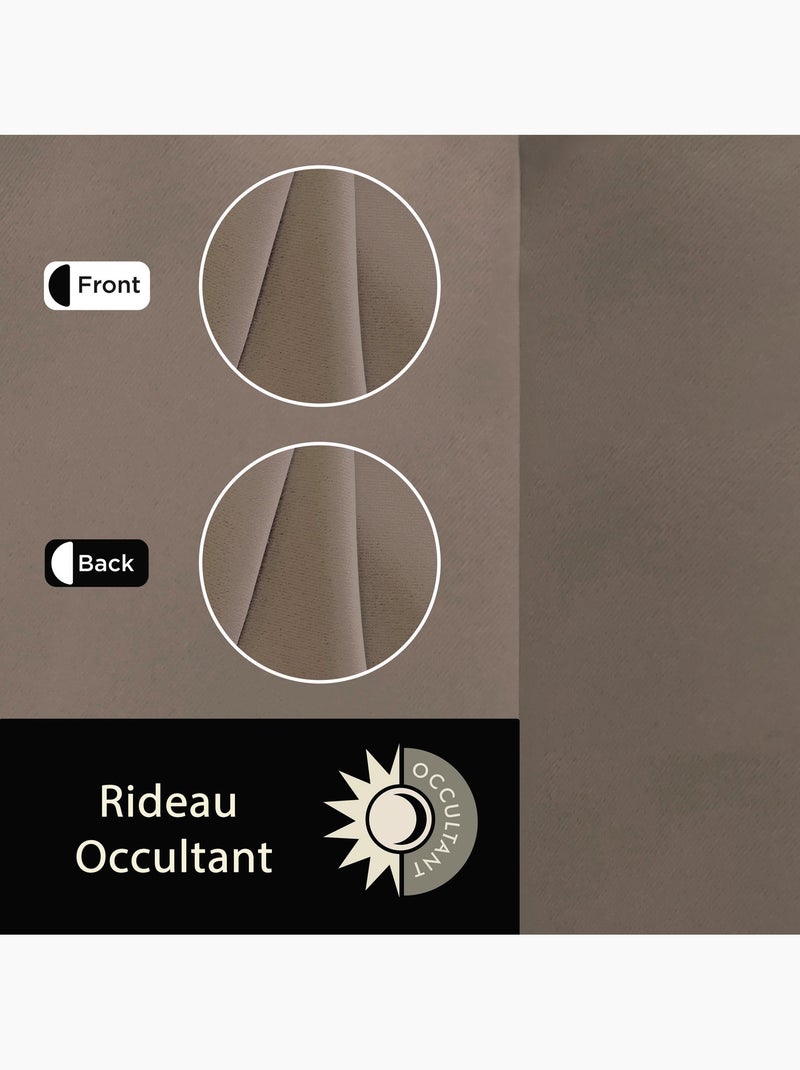 Rideau uni occultant, à œillet, prêt-à-poser. Taupe - Kiabi