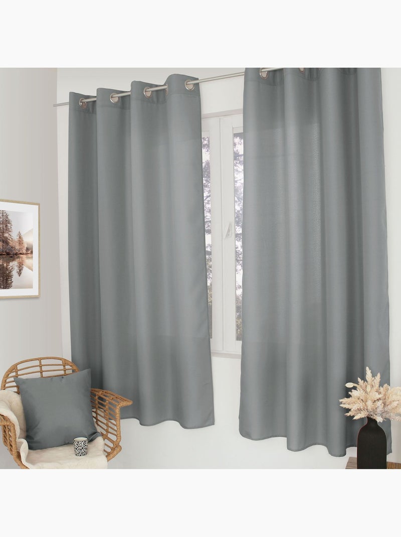 Rideau uni pour fenêtre à œillets BASIC Gris clair - Kiabi
