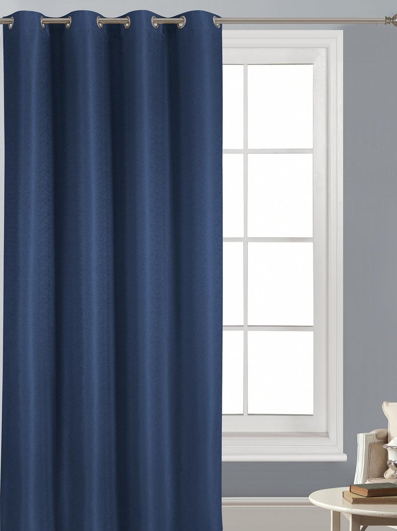 Rideau uni tissé avec motifs en relief Bleu - Kiabi