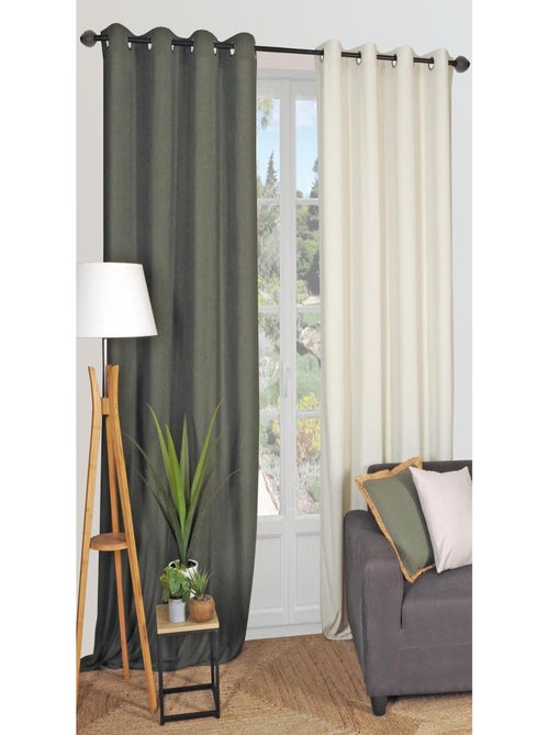 Rideau uni velours côtelé, à oeillet, prêt-à-poser. - Kiabi