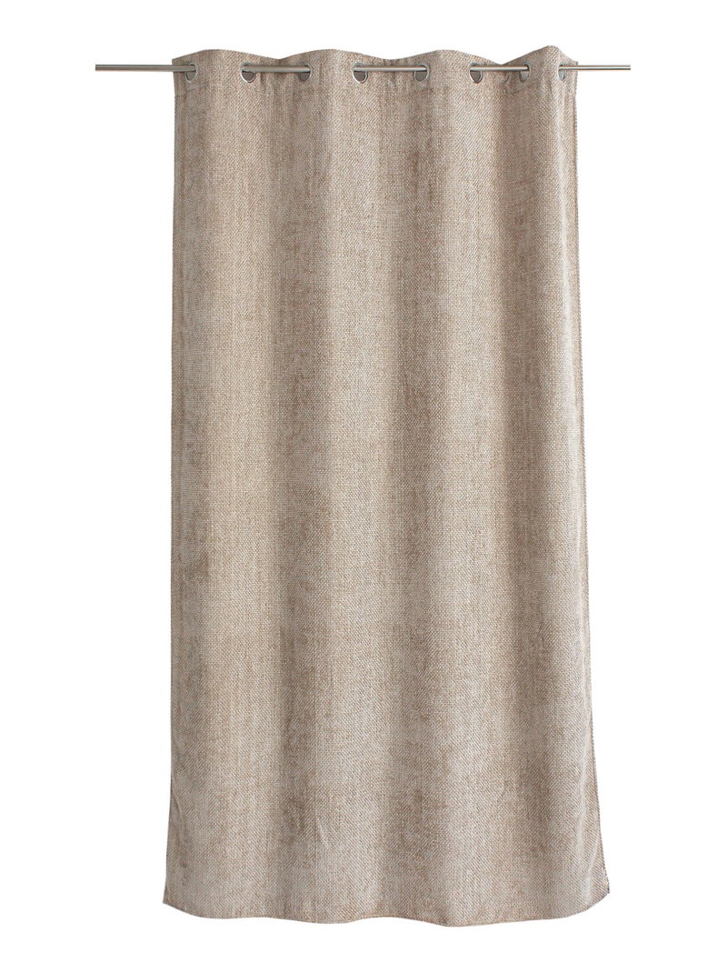 Rideau velours  - Effet chiné tamisant Bois naturel - Kiabi