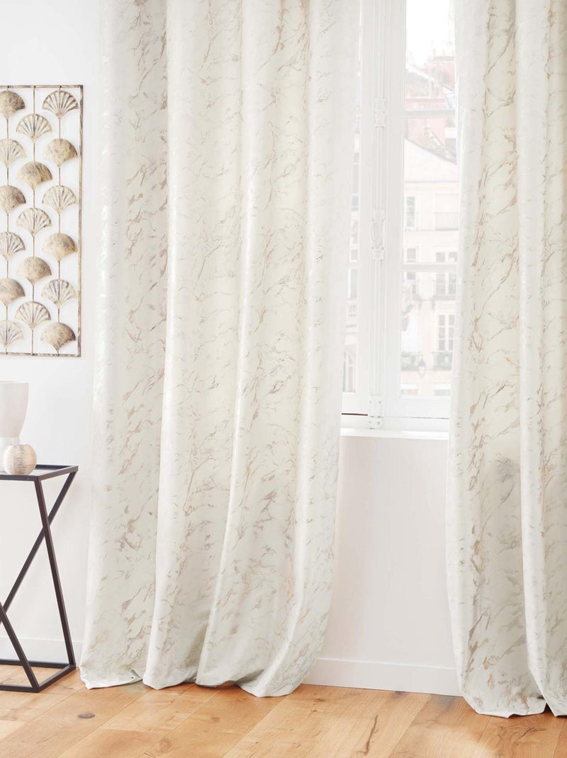 Rideau velours  - Effet marbre Blanc - Kiabi
