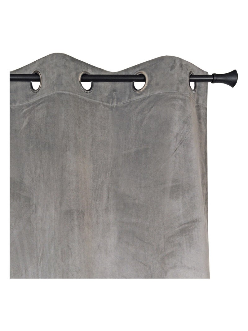 Rideau Velours à œillets. Gris Argenté - Kiabi
