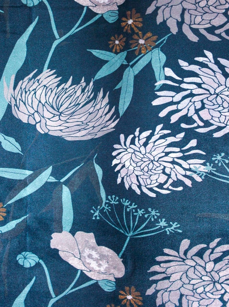 Rideau velours imprimé Dahlia Bleu - Kiabi