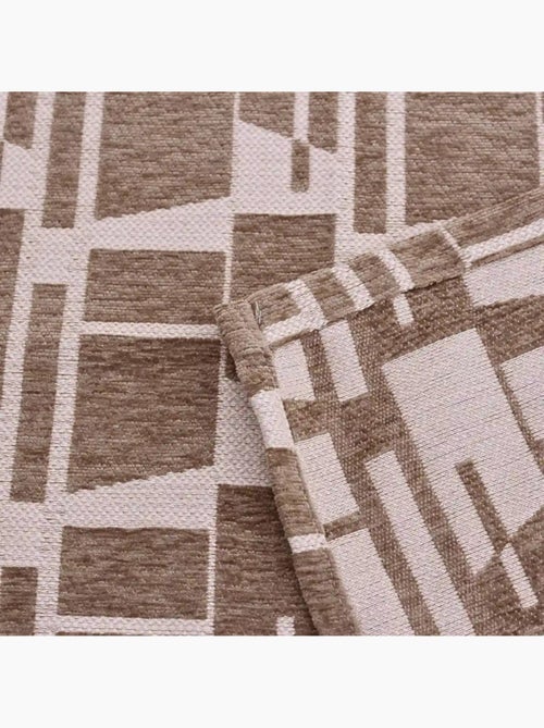 Rideau velours jacquard motifs géométriques beige, marron 140x240cm - Kiabi