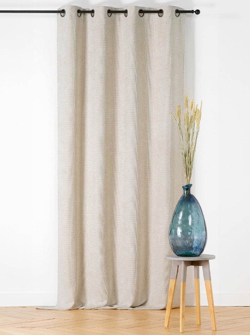 Rideau velours plat à oeillets Beige - Kiabi