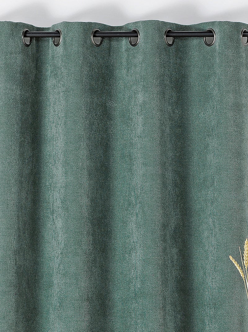 Rideau velours plat à oeillets Bleu - Kiabi