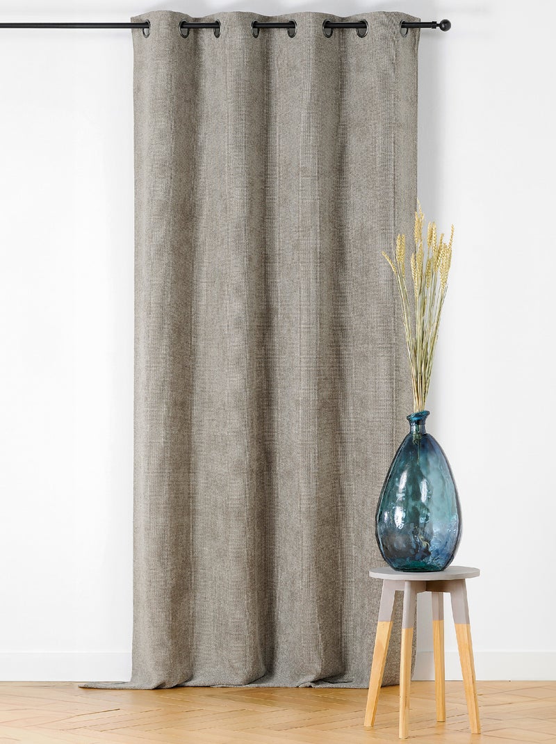 Rideau velours plat à oeillets Gris - Kiabi