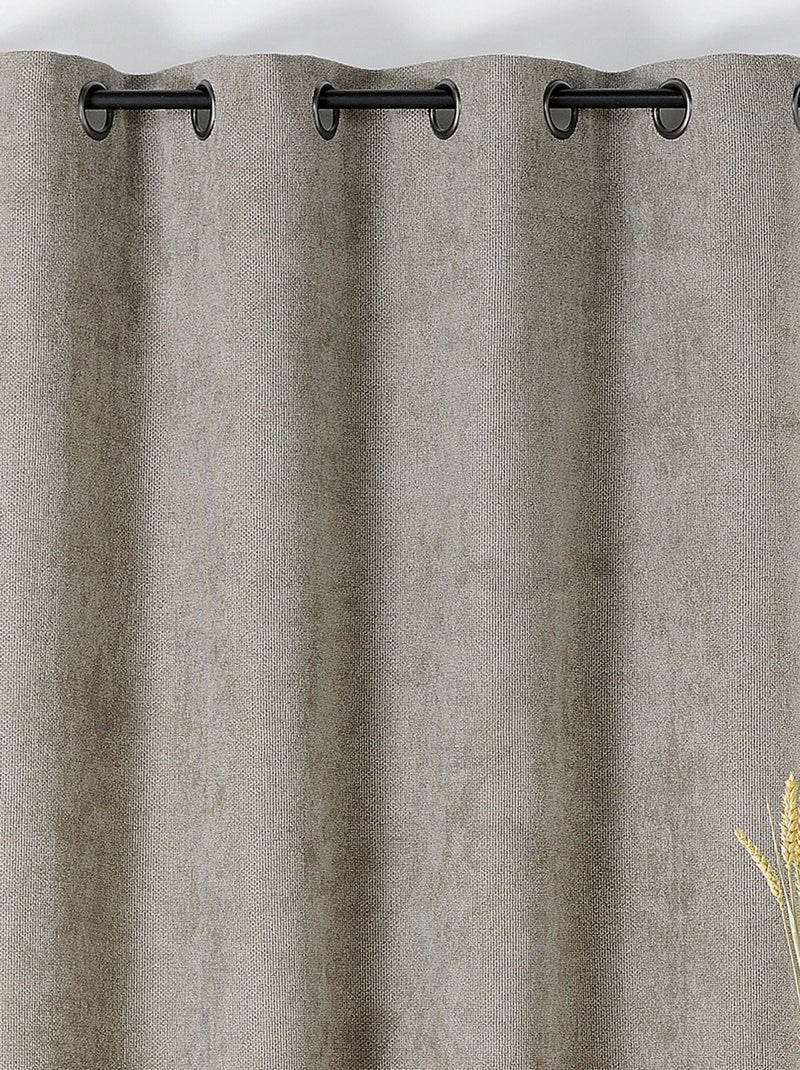 Rideau velours plat à oeillets Gris - Kiabi