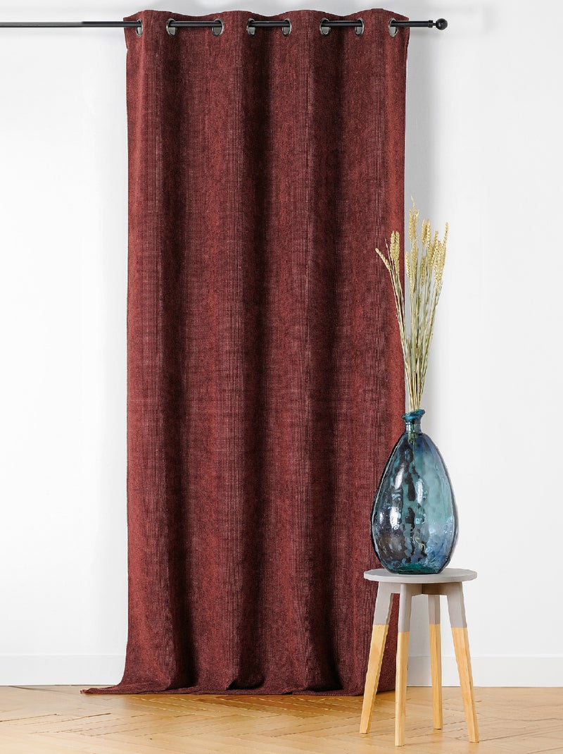 Rideau velours plat à oeillets Rouge foncé - Kiabi