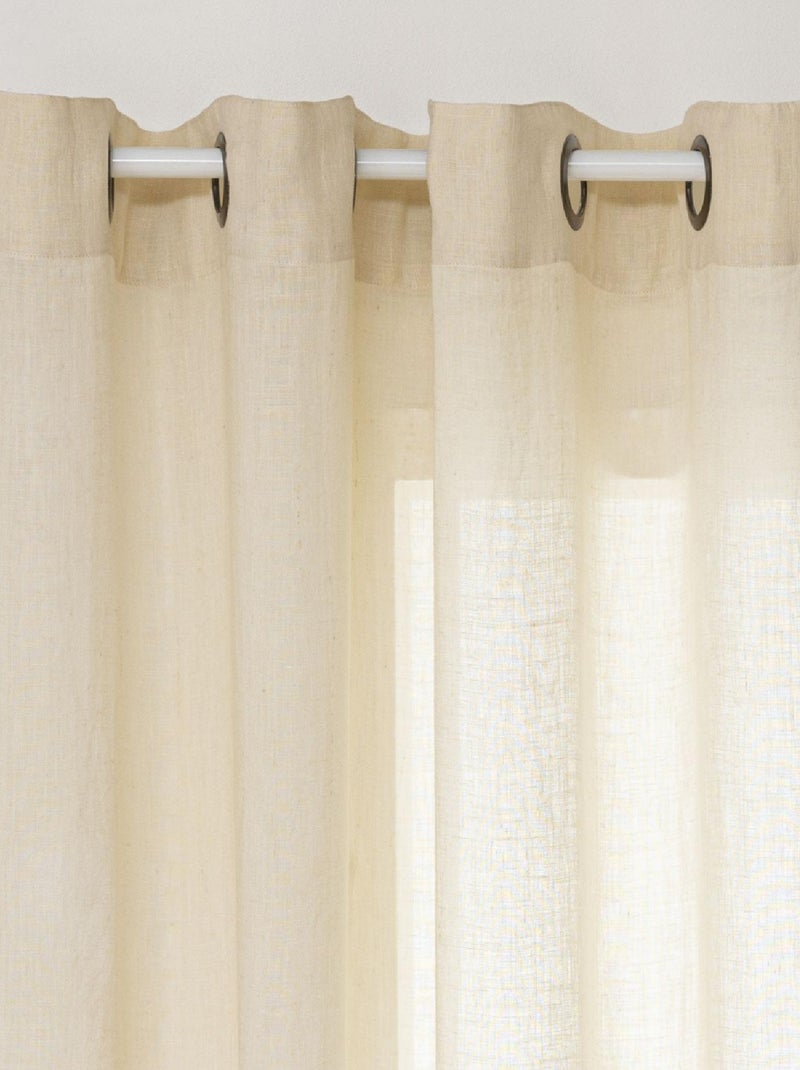 Rideau Voilage  100% lin bourdon noir Beige - Kiabi