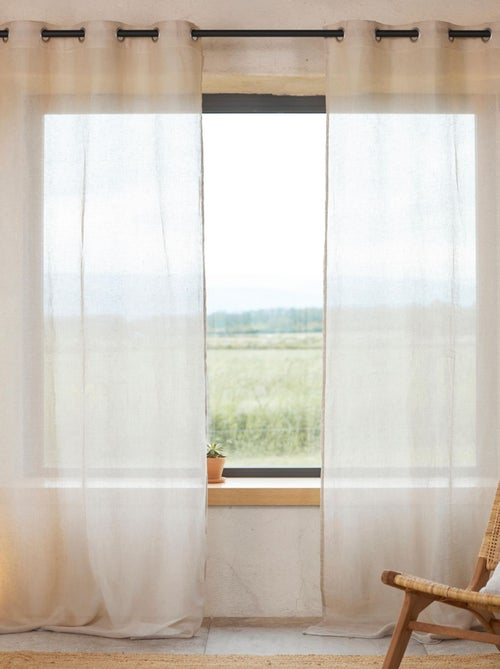 Rideau voilage 100% lin fluide - Kiabi