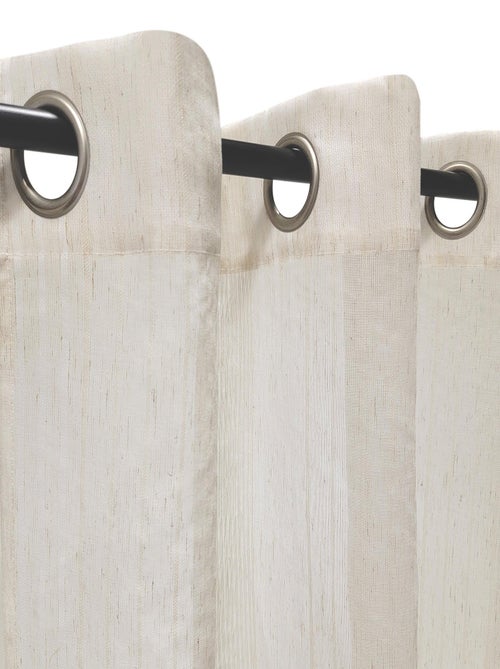 Rideau Voilage à fines rayures - prêt à poser - 50% recyclé. - Kiabi