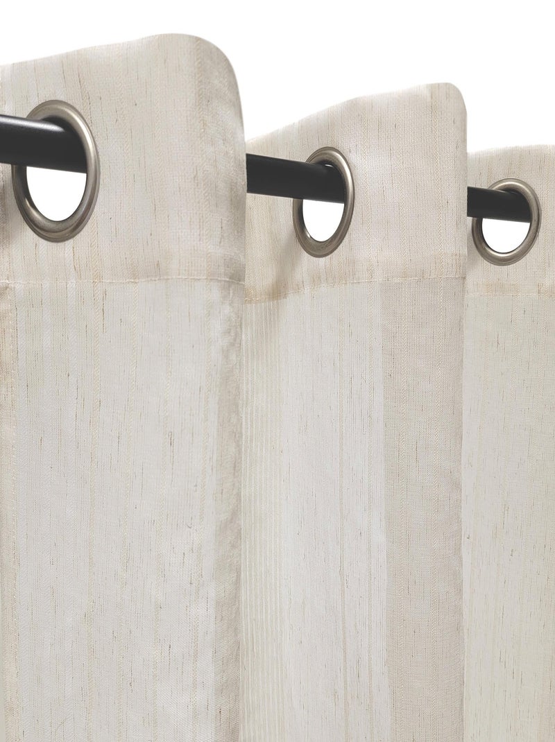 Rideau Voilage à fines rayures - prêt à poser - 50% recyclé. Beige - Kiabi
