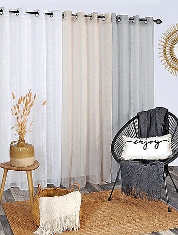 Rideau Voilage à fines rayures reliefées - prêt à poser.