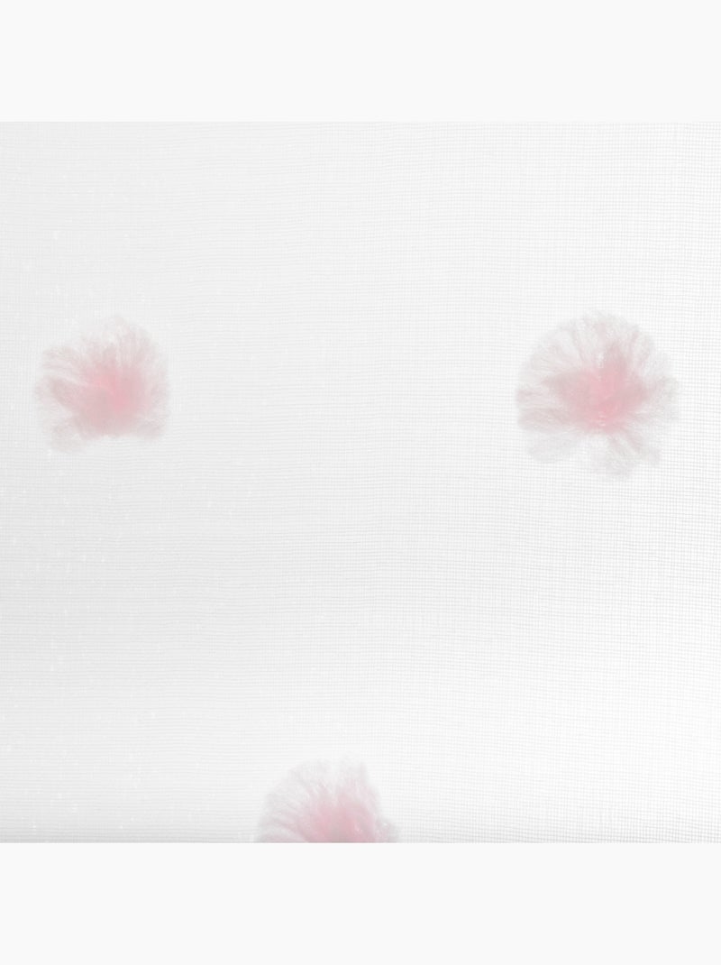 Rideau voilage à pompons ROSI Rose - Kiabi