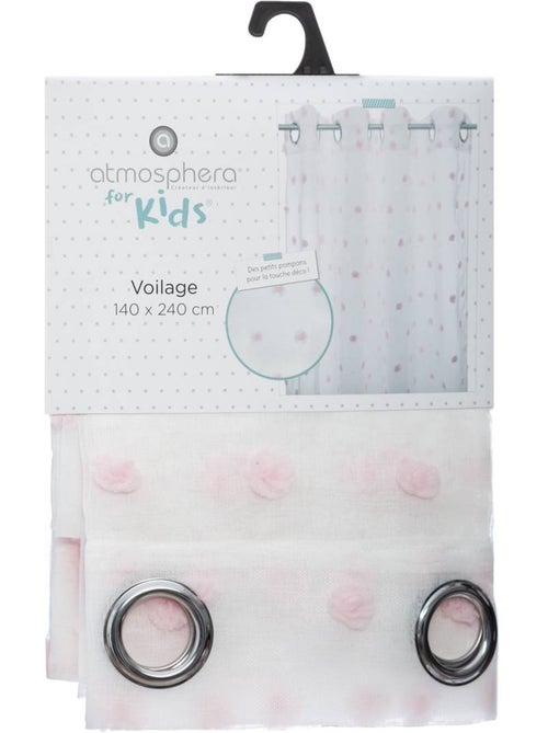Rideau voilage à pompons ROSI - Kiabi